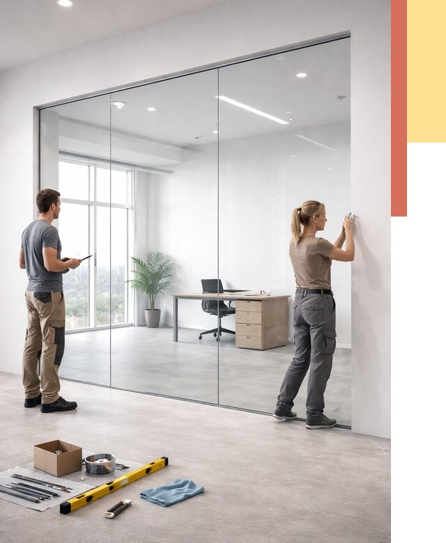 Перегородки из закаленного стекла в Петергофе от 9938 руб. под ключ | ОТДЕЛОЧНИК-Птф