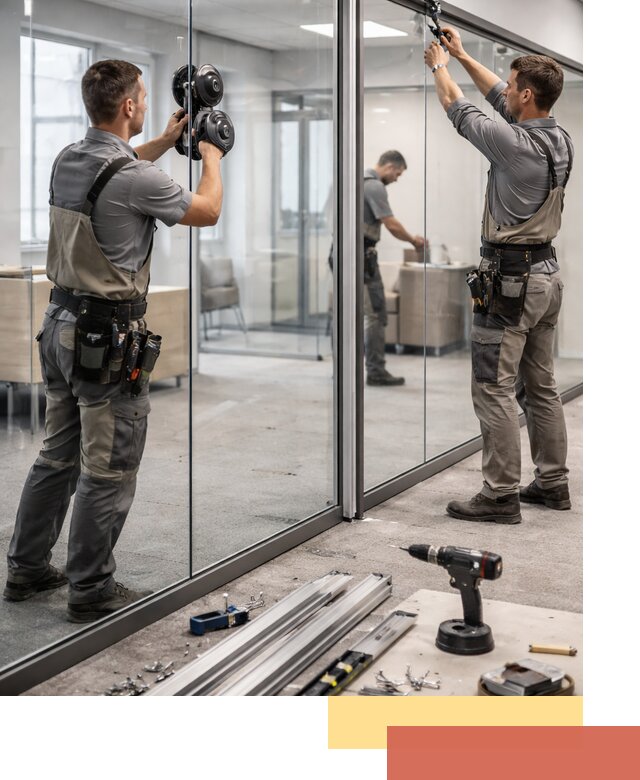 Стеклянные офисные перегородки под ключ в Петергофе