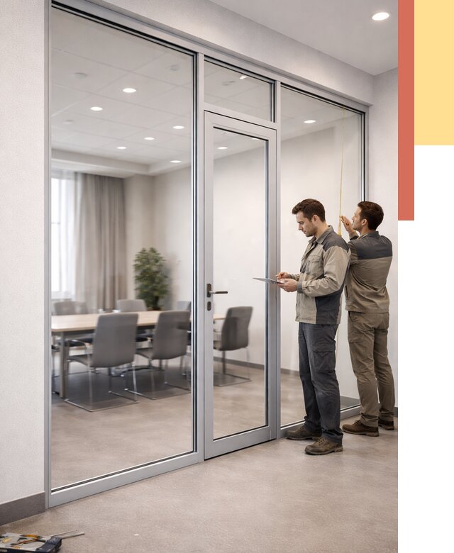 Установка и монтаж алюминиевых перегородок со стеклом в Петергофе от 8578 руб. | ОТДЕЛОЧНИК-Птф