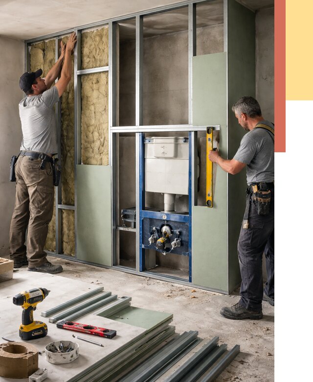 Установка сантехнических перегородок в Петергофе от 8892 руб. | ОТДЕЛОЧНИК-Птф