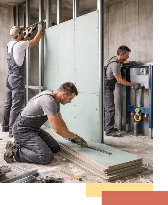 Монтаж и ремонт сантехнических перегородок в Петергофе