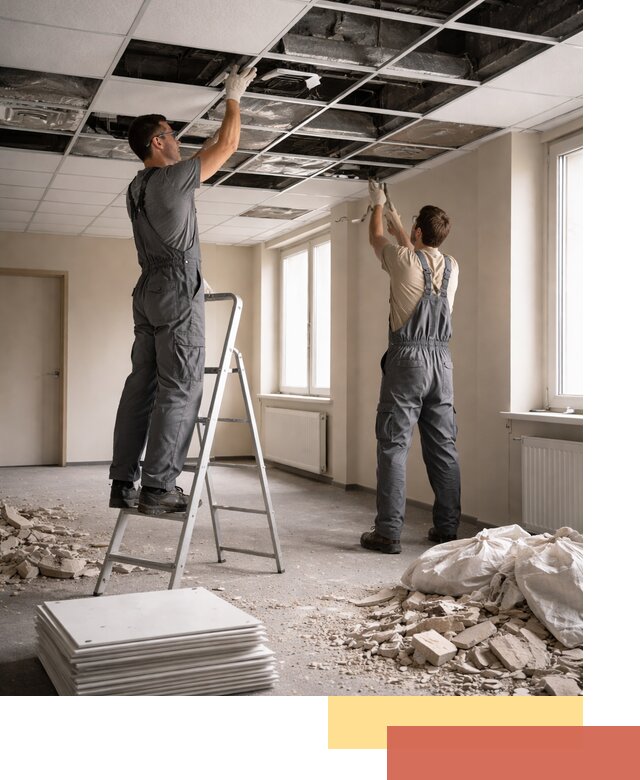 Демонтаж потолков Армстронг профессионально в Петергофе