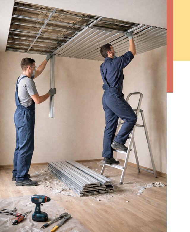 Демонтаж реечного потолка в Петергофе от 4707 руб. быстро и недорого | ОТДЕЛОЧНИК-Птф