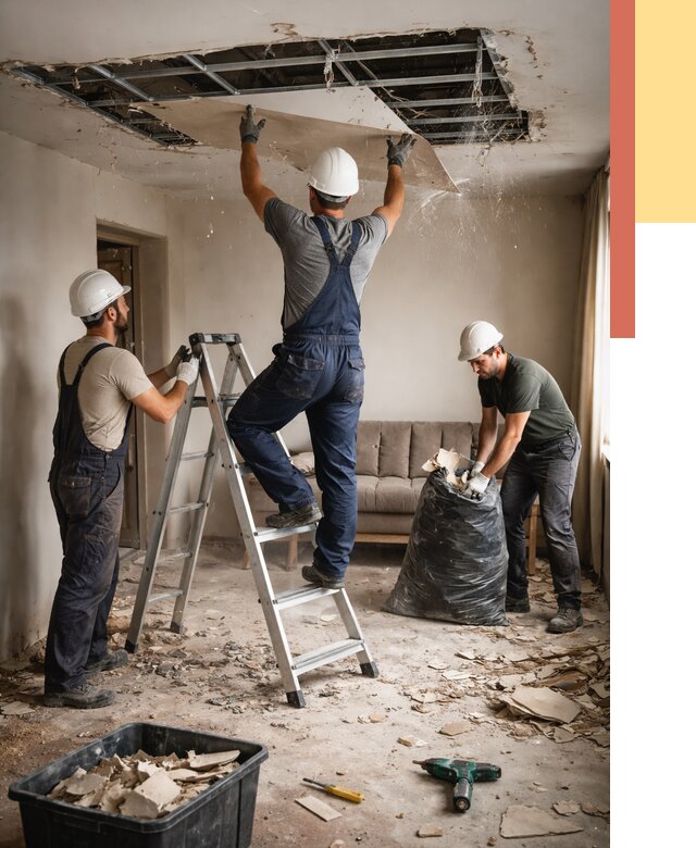 Демонтаж гипсокартонного потолка в Петергофе от 439 руб. за м2 — ОТДЕЛОЧНИК-Птф