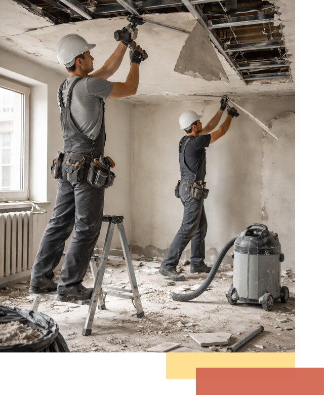 Демонтаж гипсокартонного потолка в Петергофе быстро и аккуратно