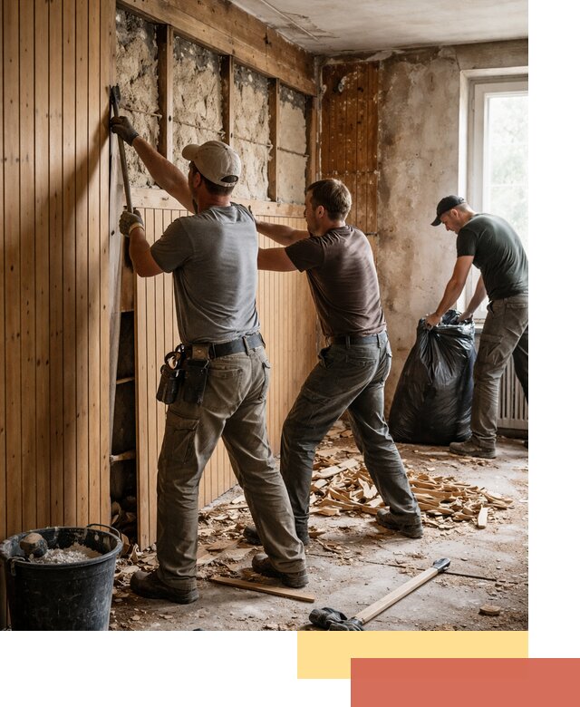 Демонтаж вагонки и вывоз материалов в Петергофе