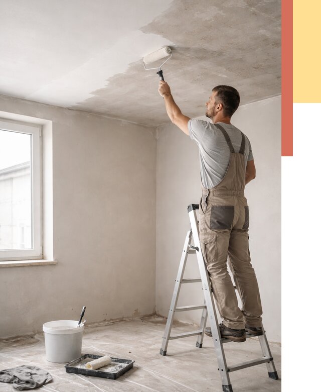 Грунтовка потолка в Петергофе от 2615 руб. — быстро и недорого | ОТДЕЛОЧНИК-Птф