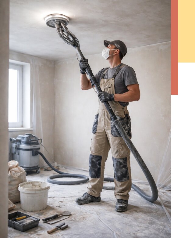 Шлифовка потолка в Петергофе от 3661 руб. — услуги шлифования потолка | ОТДЕЛОЧНИК-Птф