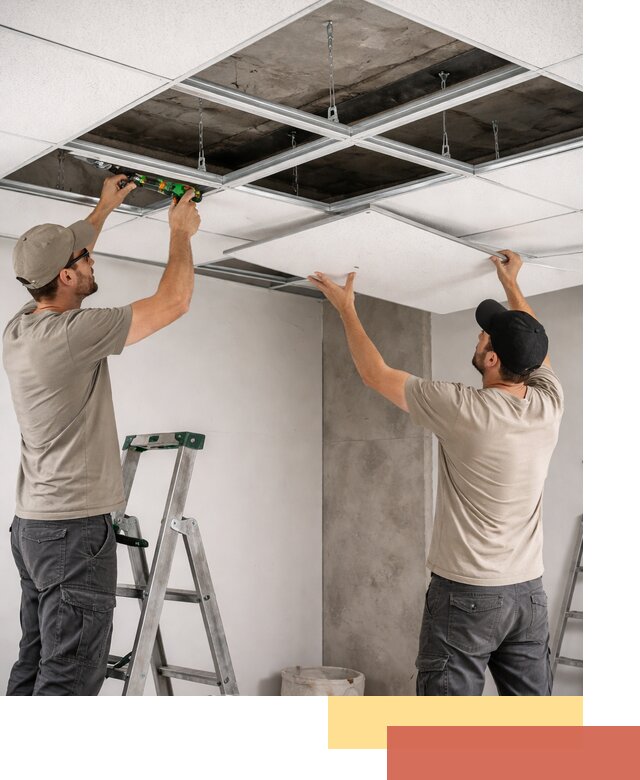 Монтаж потолка Армстронг под ключ в Петергофе