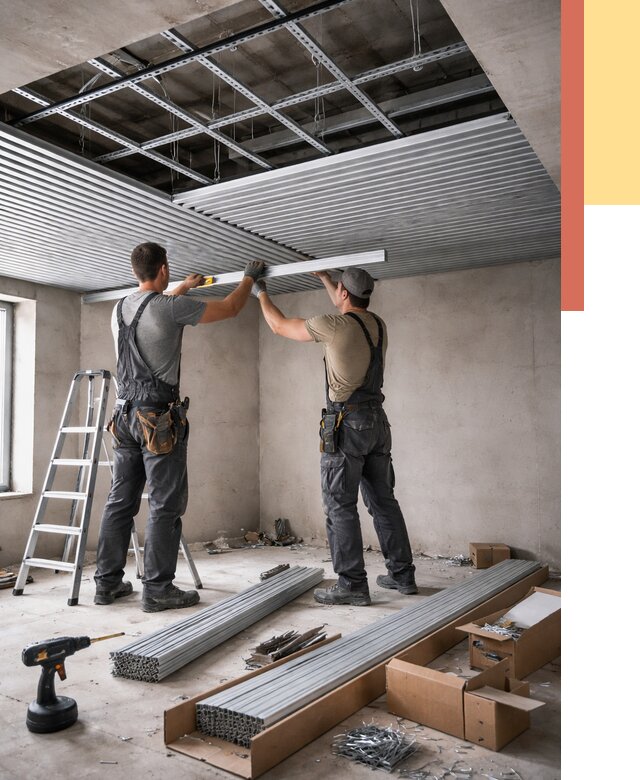 Монтаж реечного потолка в Петергофе от 4707 руб. под ключ | ОТДЕЛОЧНИК-Птф