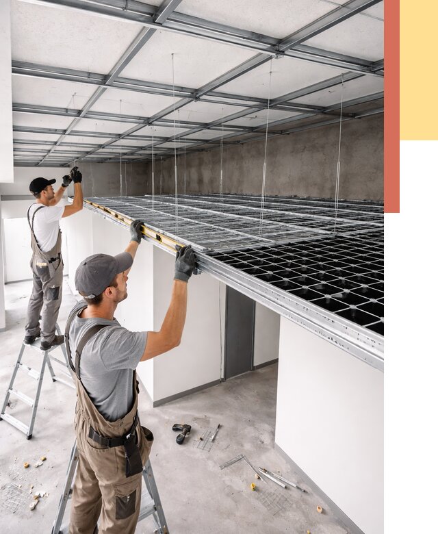 Монтаж потолка грильято в Петергофе от 471 руб./м² — быстрая сборка под ключ | ОТДЕЛОЧНИК-Птф