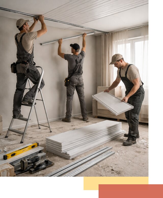 Монтаж потолка из ПВХ панелей в Петергофе оперативно и качественно