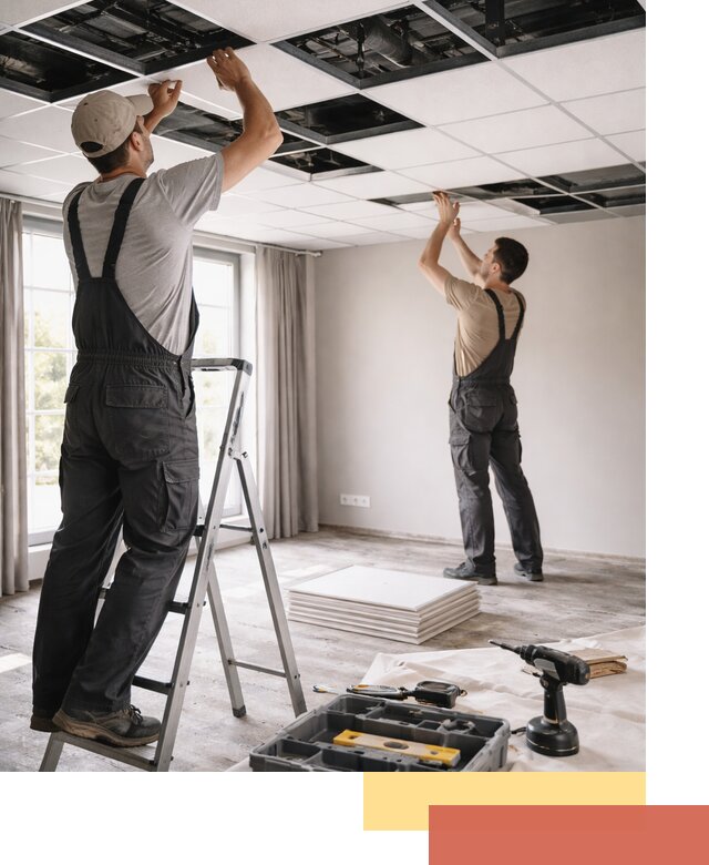 Замена плит подвесного потолка в Петергофе быстро и качественно