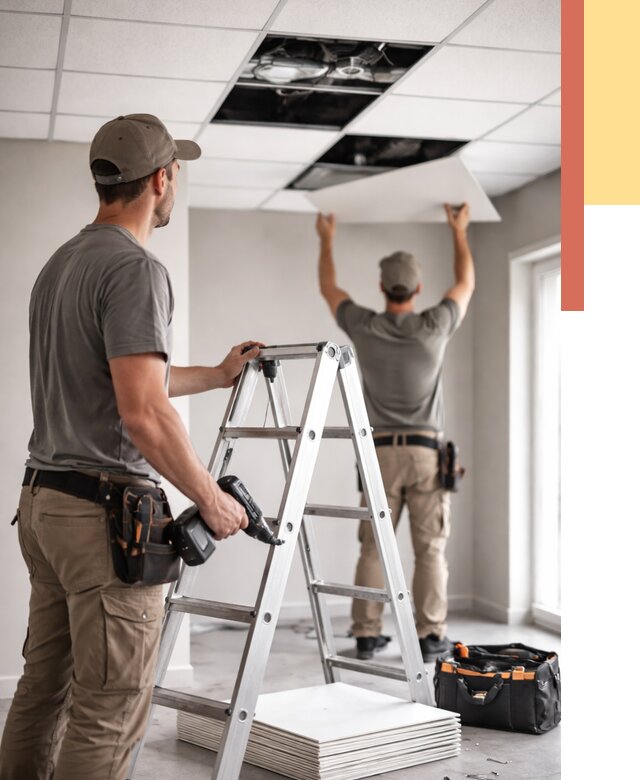 Обслуживание подвесного потолка в Петергофе от 3661 руб. — быстро и недорого | ОТДЕЛОЧНИК-Птф