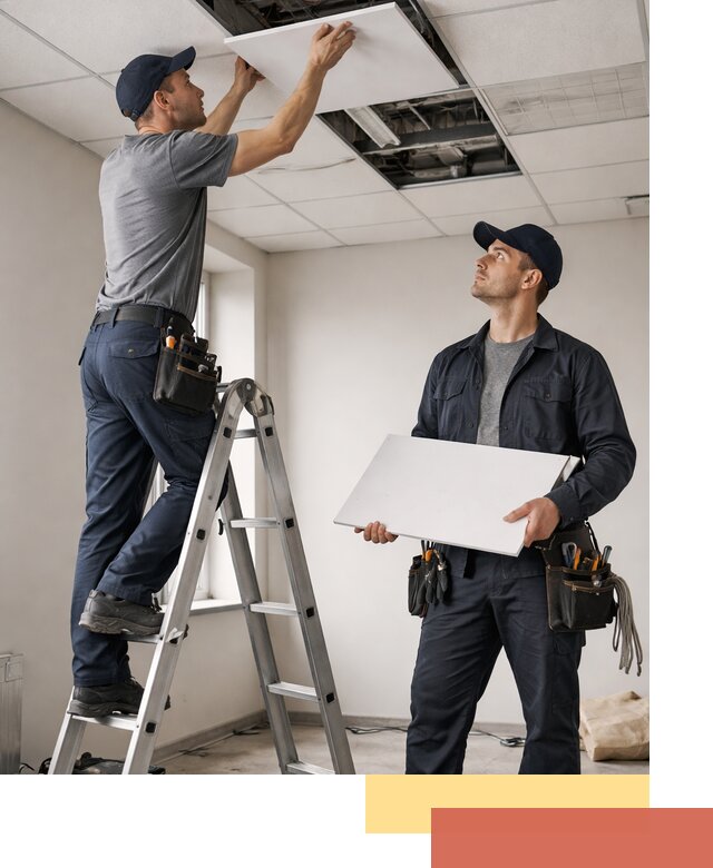 Обслуживание подвесного потолка в Петергофе — ремонт и чистка