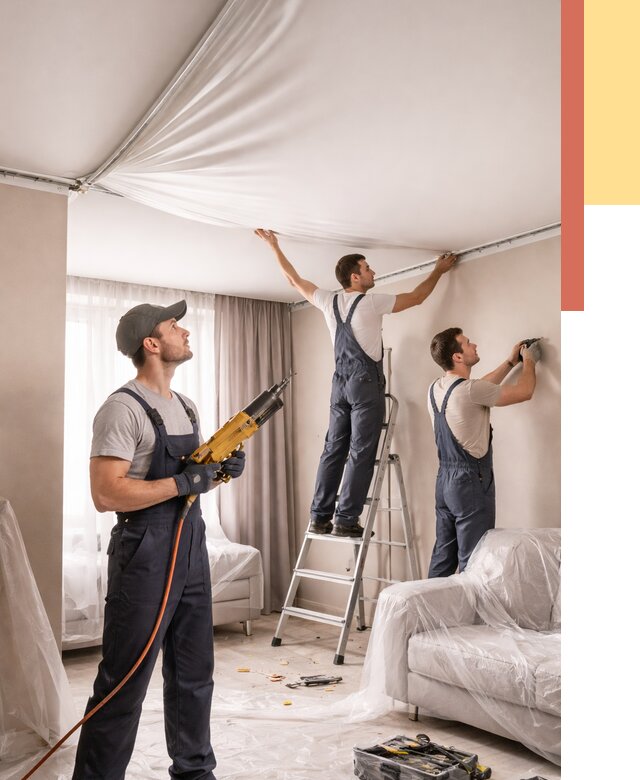 Установка натяжного потолка в Петергофе от 4707 руб. | Быстро и недорого — ОТДЕЛОЧНИК-Птф