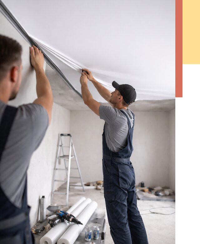 Монтаж матового натяжного потолка в Петергофе от 4707 руб./м² — быстро и недорого | ОТДЕЛОЧНИК-Птф