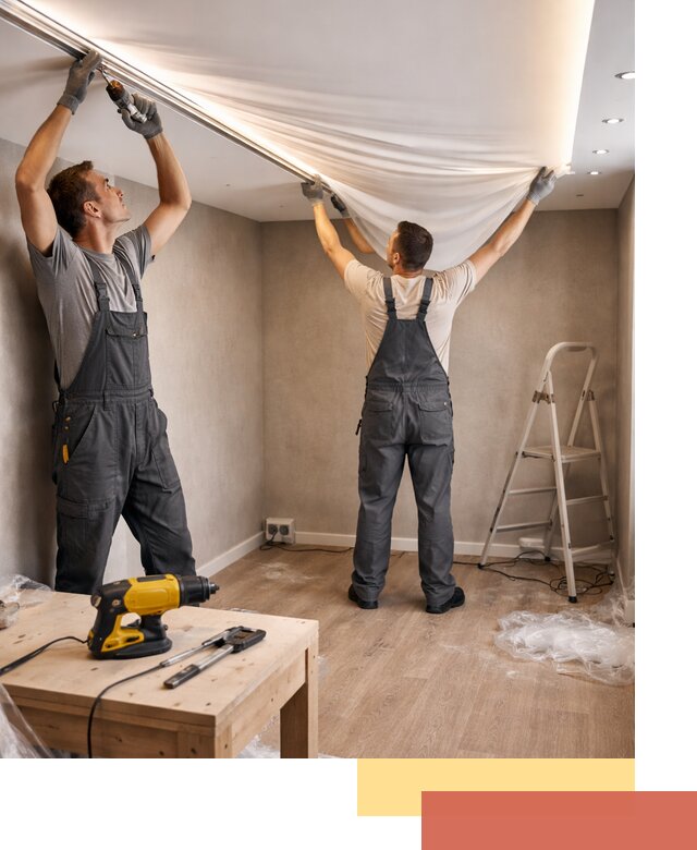 Монтаж натяжного потолка с подсветкой в Петергофе цена и сроки