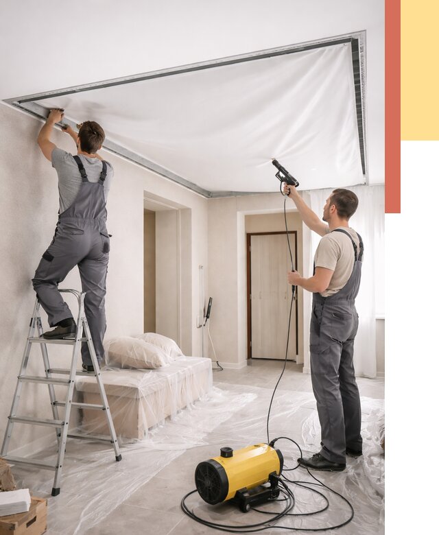 Монтаж натяжного потолка в прихожей в Петергофе от 2772 руб. под ключ | ОТДЕЛОЧНИК-Птф