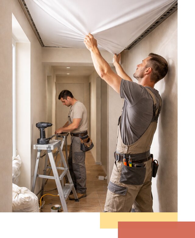 Монтаж натяжного потолка в прихожей в Петергофе