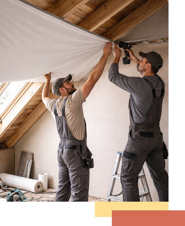 Монтаж натяжного потолка в мансарде в Петергофе