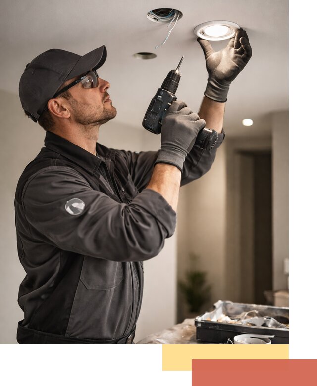 Установка точечных светильников в натяжной потолок в Петергофе