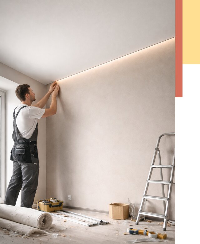 Теневые натяжные потолки в Петергофе от 8578 руб. под ключ | ОТДЕЛОЧНИК-Птф