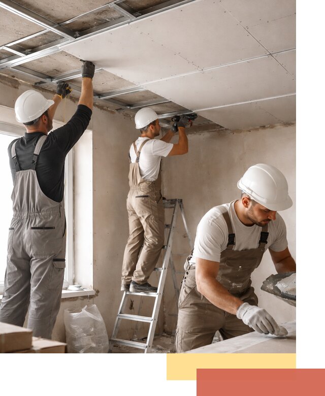 Одноуровневый потолок из гипсокартона в Петергофе — монтаж и отделка