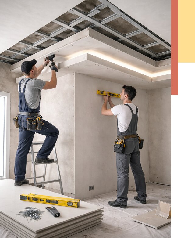 Двухуровневый потолок из гипсокартона в Петергофе от 1517 руб. под ключ | ОТДЕЛОЧНИК-Птф