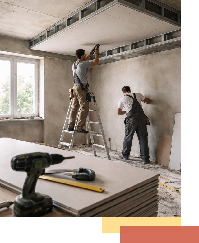 Двухуровневый потолок из гипсокартона в Петергофе