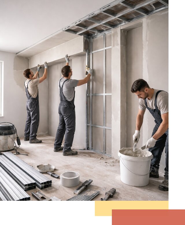 Монтаж потолка из гипсокартона с нишей в Петергофе