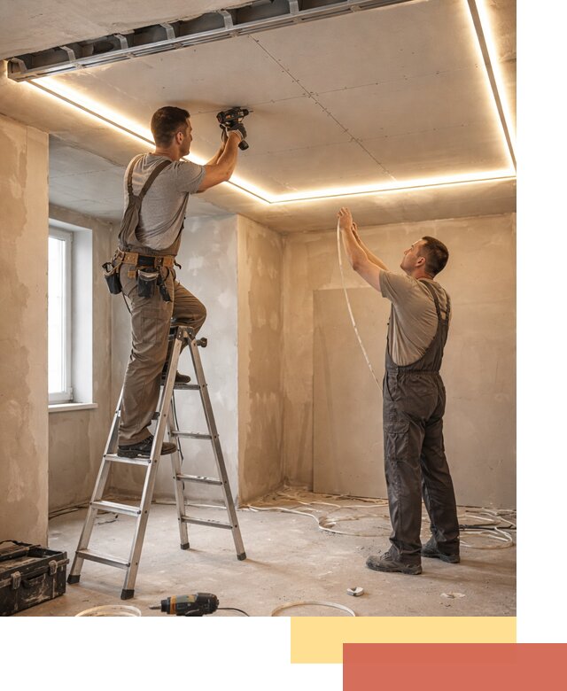 Потолок из гипсокартона с подсветкой в Петергофе