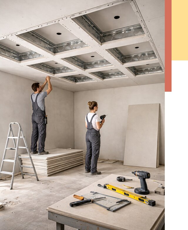 Кессонный потолок из гипсокартона в Петергофе от 1935 руб. — монтаж и под ключ | ОТДЕЛОЧНИК-Птф