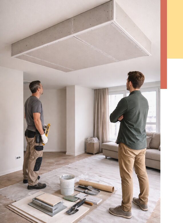 Короб на потолке из гипсокартона в Петергофе от 2301 руб. — монтаж и услуги под ключ | ОТДЕЛОЧНИК-Птф