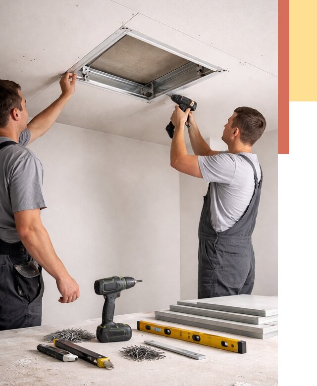 Установка люка в потолок ГКЛ в Петергофе от 2615 руб. под ключ | ОТДЕЛОЧНИК-Птф