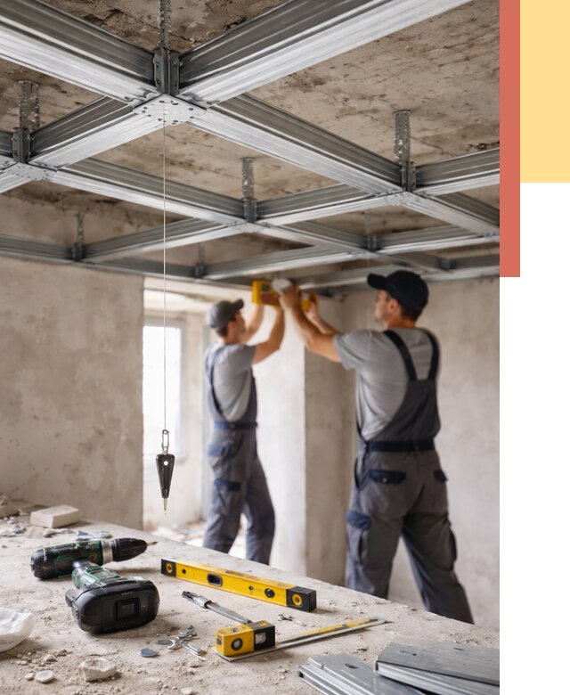 Монтаж каркаса потолка из профиля в Петергофе от 4707 руб. — услуги ОТДЕЛОЧНИК-Птф