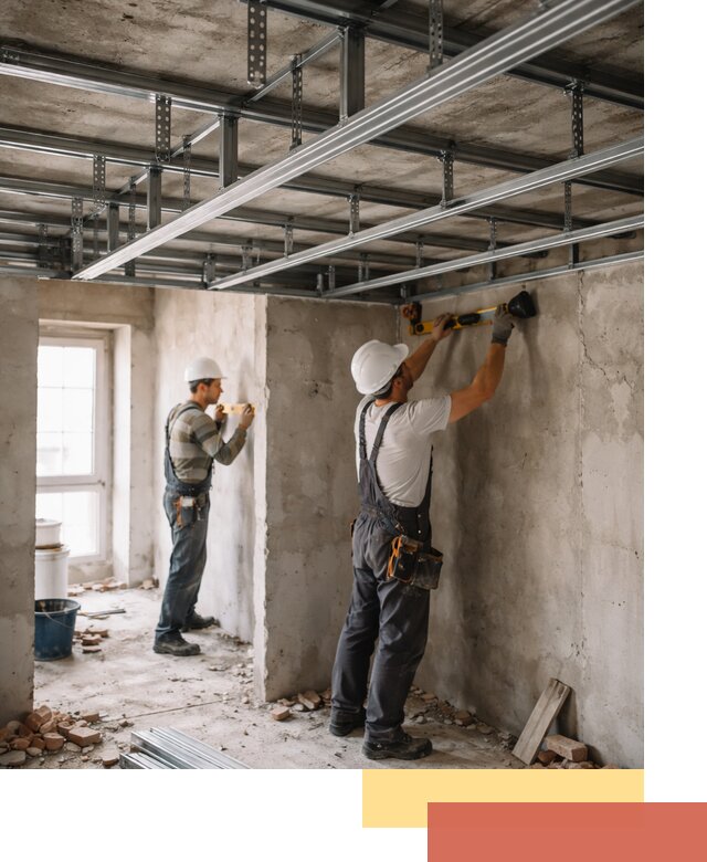 Монтаж каркаса потолка из профильного профиля в Петергофе