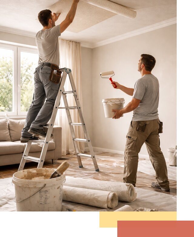 Поклейка обоев на потолок в Петергофе — качественно и быстро