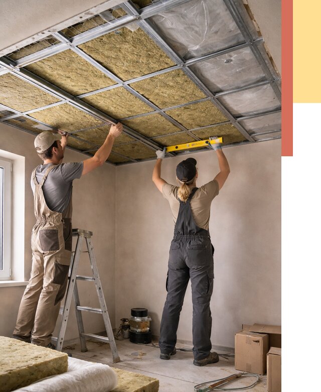 Шумоизоляция потолка в Петергофе от 1308 руб. под ключ — услуги ОТДЕЛОЧНИК-Птф