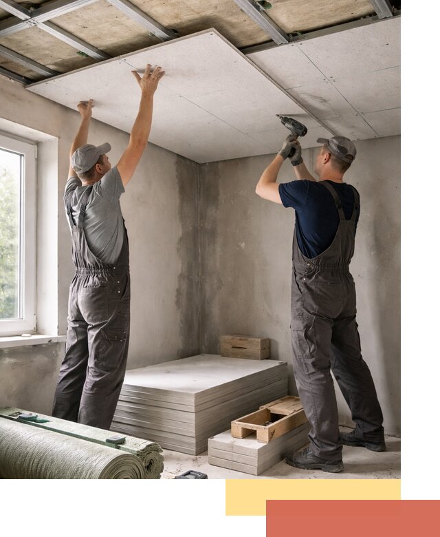 Шумоизоляция потолка панелями ЗИПС в Петергофе